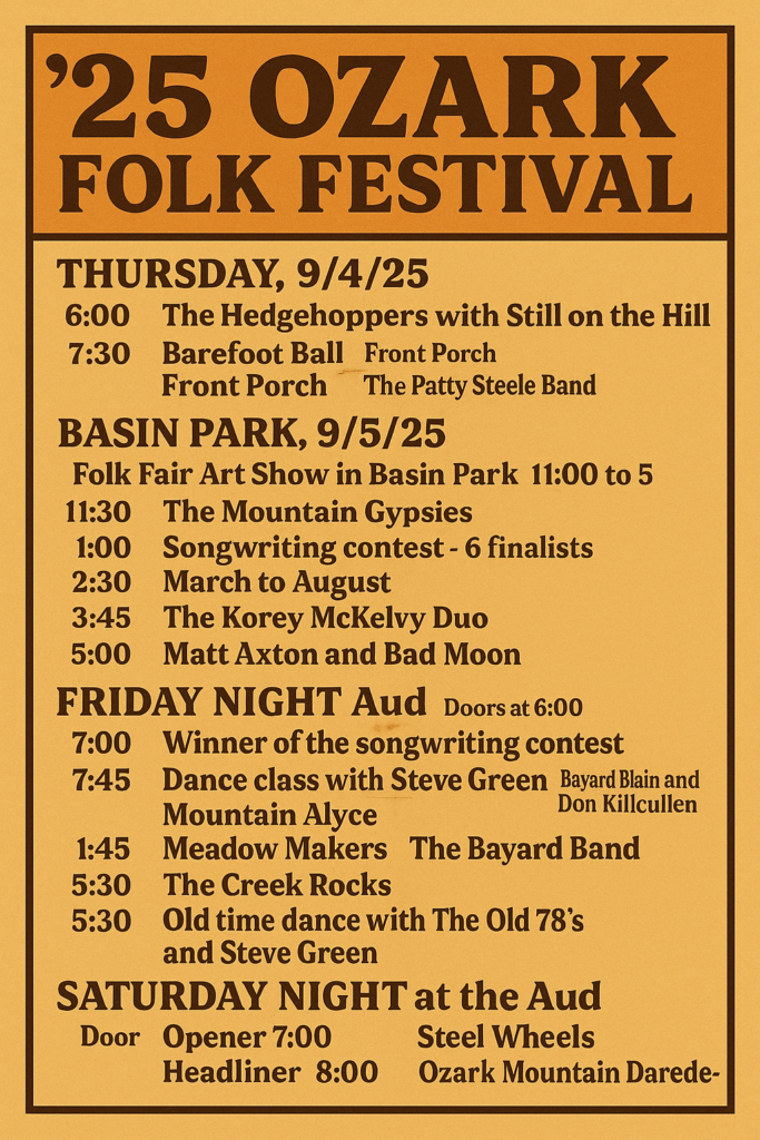 Ozark Folk Festival Schedule